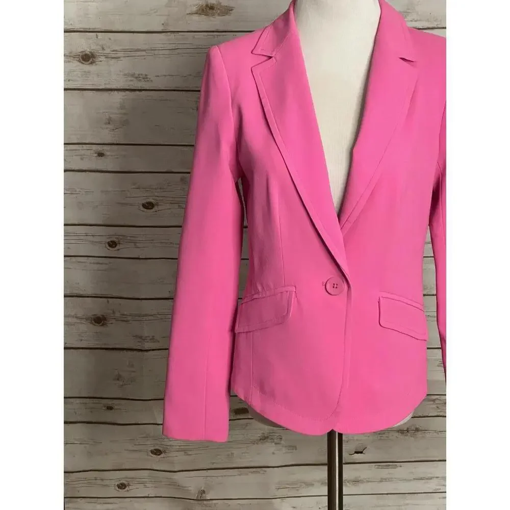 Trina Turk pink Legally Blonde Barbie office siren single-breasted blazer Size 4 - Picture 4 of 10